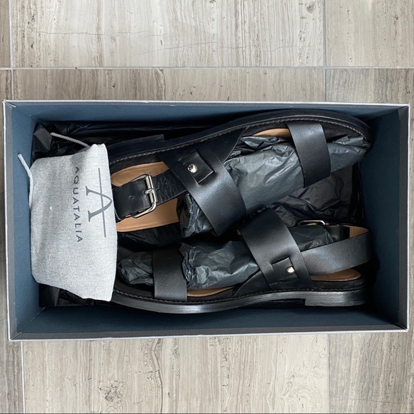 Aquatalia Leather Iona Sandal Black Size 6.5 - Picture 5 of 9